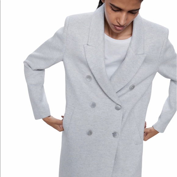 Zara Grey Double Breasted Coat - Picture 4 of 10